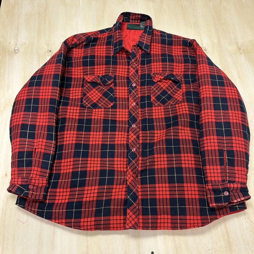Vintage Timber Trail Shirt Mens 3XL Big & Tall Red Plaid Long Sleeve Button Up